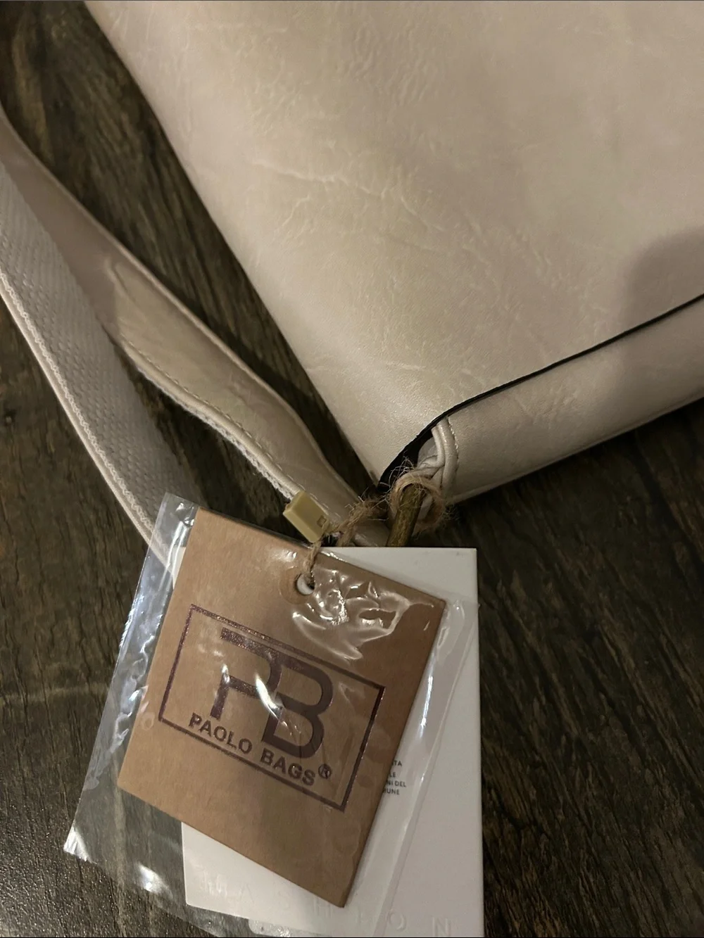 Cream Crossbody Shoulder Bag with Brown Accent
